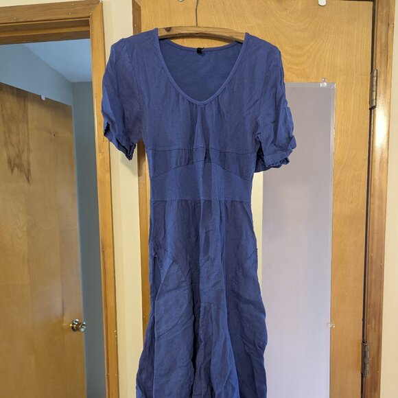 Inizio Blue Linen Maxi Dress Large - Picture 1 of 9